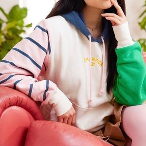 SOLD! NEW CHAMPION unisex hoodie size small color block patterned